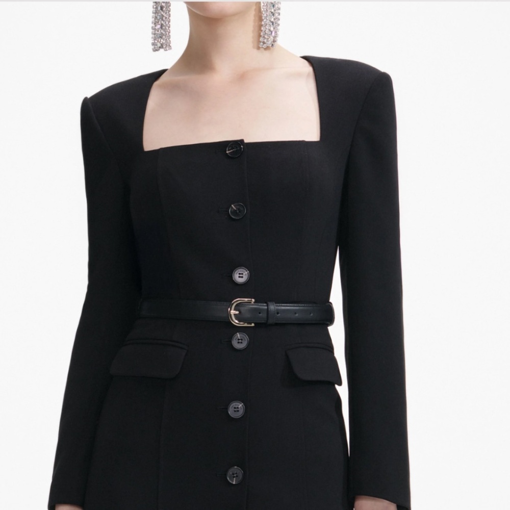 self-portrait Black Tailored Crepe Midi Dress - US4 - MSRP $715 - NWT - Picture 4 of 8